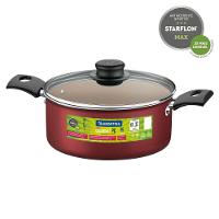 Panela Caçarola Antiaderente Com Tampa De Vidro 20 Cm 2,8l Turim Vermelho Tramontina