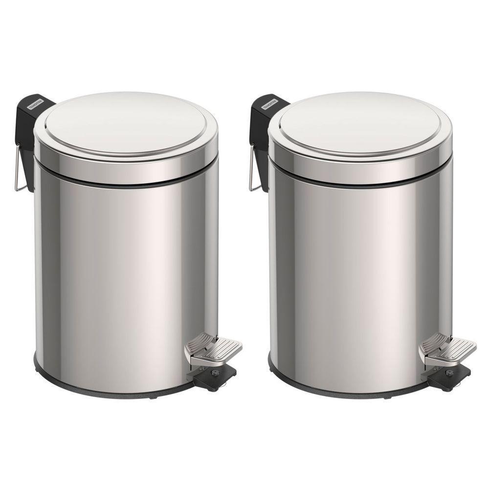 Kit Com 2 Lixeiras Brasil Inox Tramontina 5 Litros Com Pedal - 1