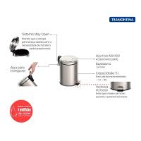 Kit Com 2 Lixeiras Brasil Inox Tramontina 5 Litros Com Pedal - 2