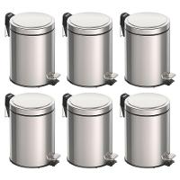 Kit Com 6 Lixeiras Brasil Inox Tramontina 5 Litros Com Pedal - 1