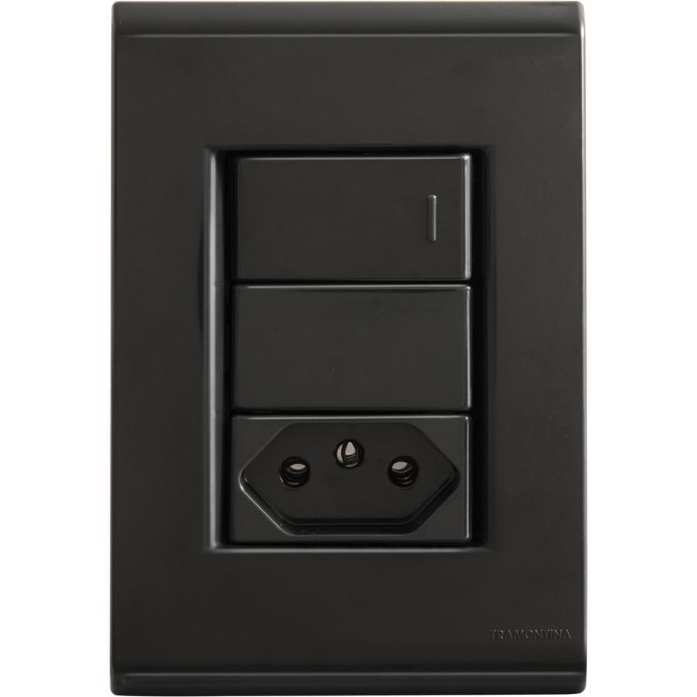 Conjunto 4x2 Com 1 Interruptor Simples 10 A 250 V E 1 Tomada 2p T 10 A 250 V Tramontina Liz Grafite - 2