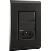 Conjunto 4x2 Com 1 Interruptor Simples 10 A 250 V E 1 Tomada 2p T 10 A 250 V Tramontina Liz Grafite - 1