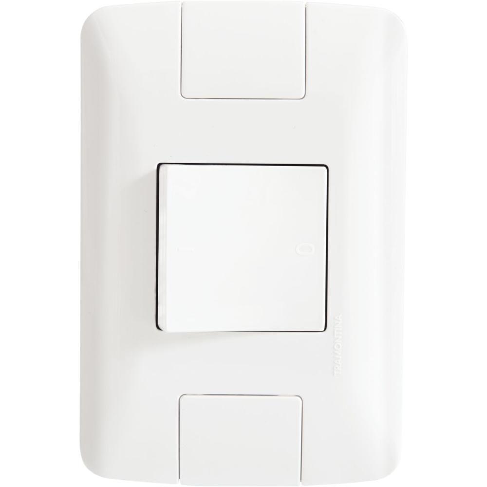 Conjunto 4x2 Com 1 Interruptor Bipolar Simples Tramontina Aria 25 A 250 V Branco - 1