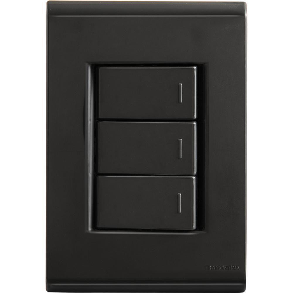 Conjunto 4x2 Com 3 Interruptores Simples 10 A 250 V Tramontina Liz Grafite - 3