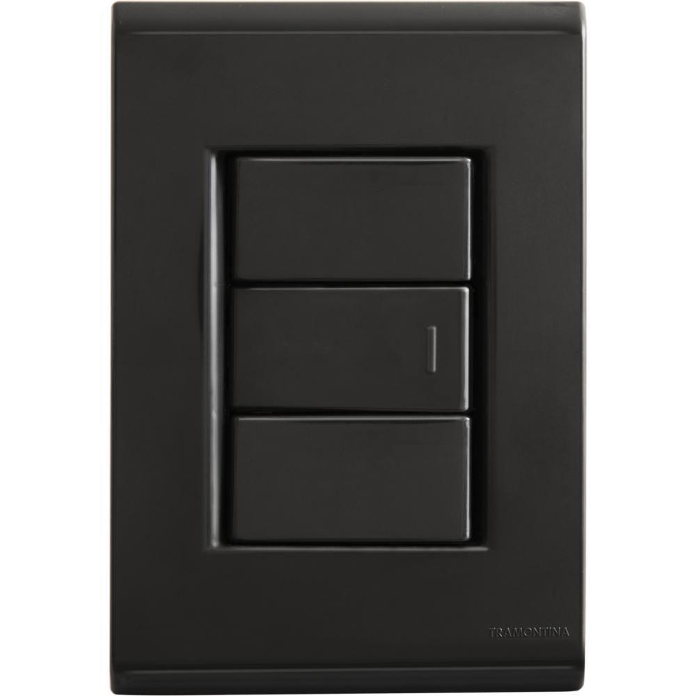 Conjunto 4x2 Com 1 Interruptor Simples 10 A 250 V Tramontina Liz Grafite - 1