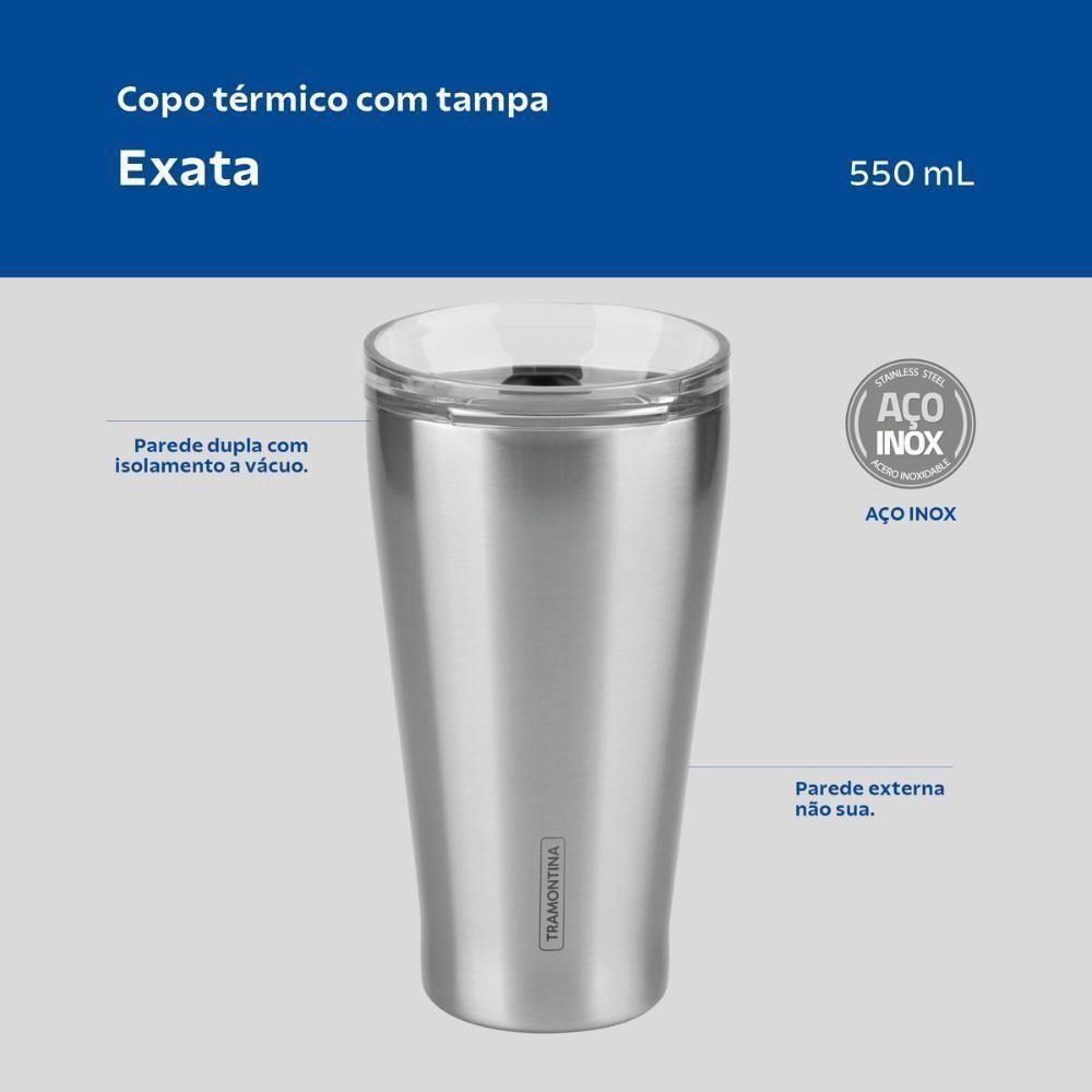 Copo Térmico Tramontina Exata Em Aço Inox Com Tampa 550 Ml - 4