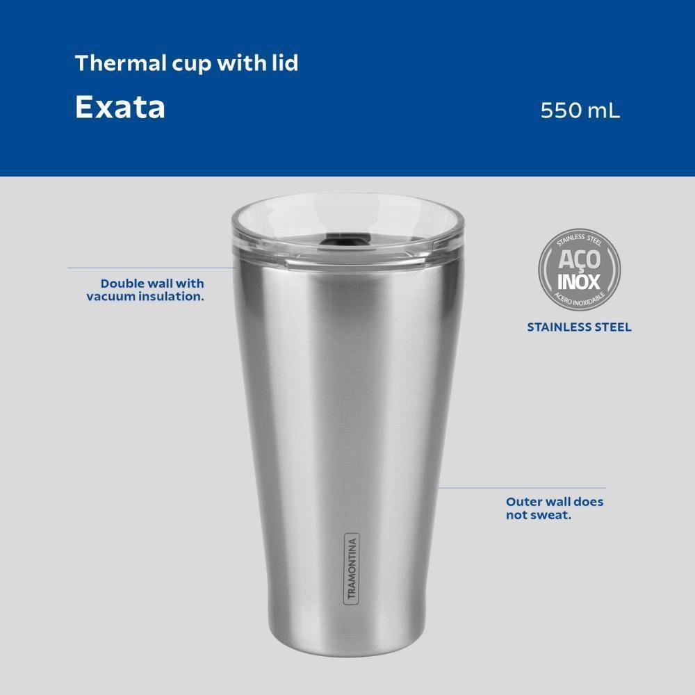 Copo Térmico Tramontina Exata Em Aço Inox Com Tampa 550 Ml - 5