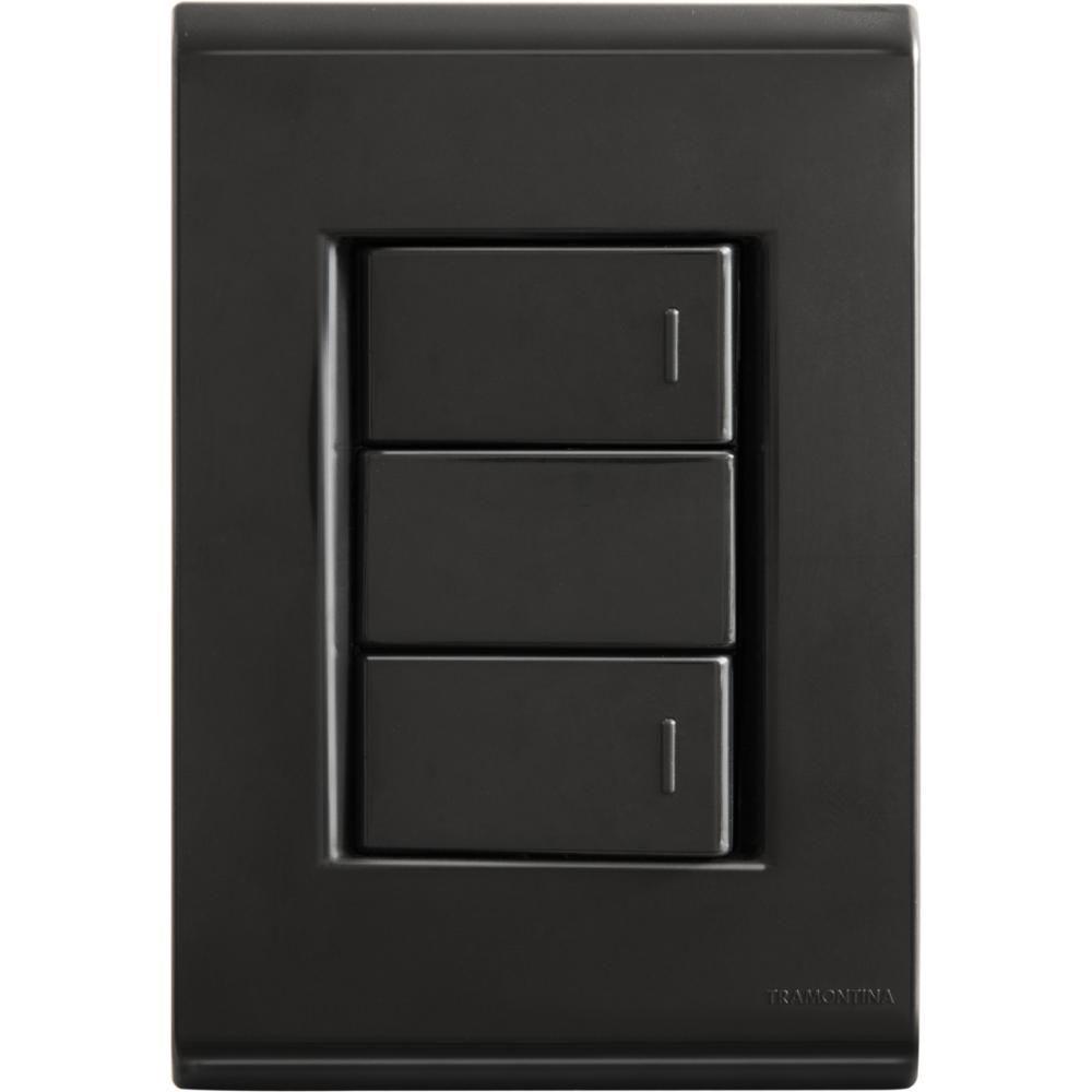 Conjunto 4x2 Com 2 Interruptores Simples 10 A 250 V Tramontina Liz Grafite - 1