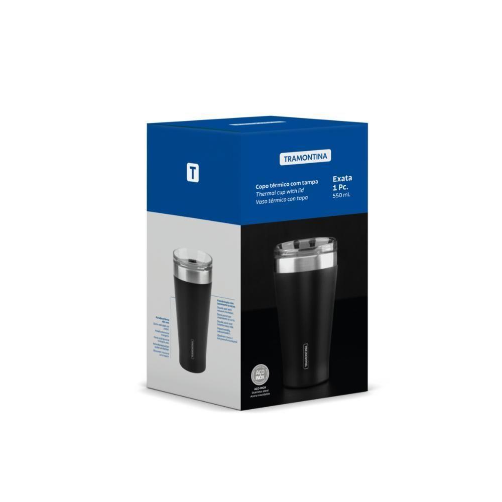Copo Térmico Tramontina Exata Em Aço Inox Preto Com Tampa 550 Ml - 1