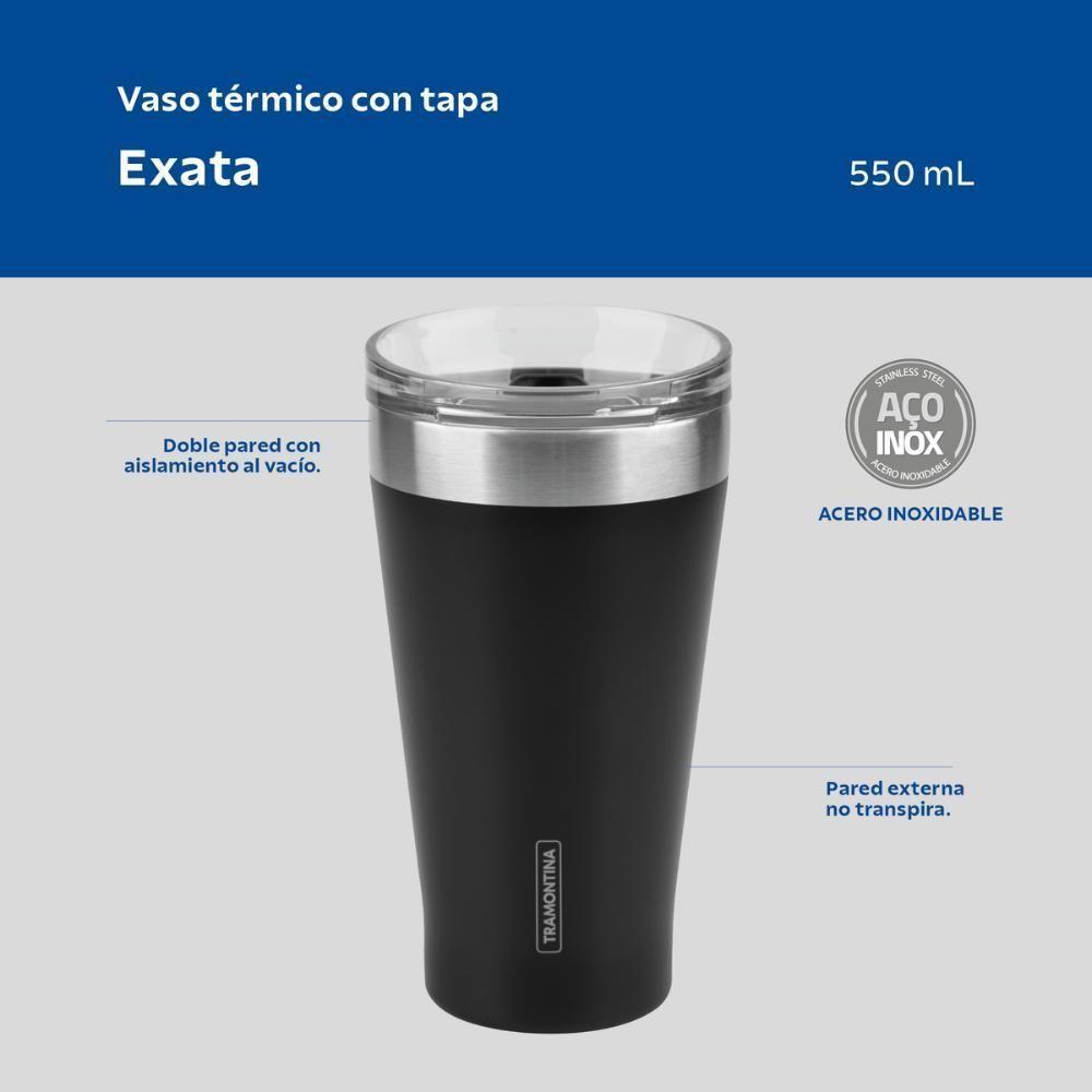 Copo Térmico Tramontina Exata Em Aço Inox Preto Com Tampa 550 Ml - 2