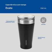 Copo Térmico Tramontina Exata Em Aço Inox Preto Com Tampa 550 Ml - 3