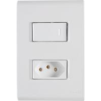 Conjunto 4x2 C- 1 Interruptor E 1 Tomada 2p T 10 A 250 V Tramontina Liz Branco 120 Unidades - 1