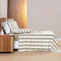 Jogo Cama Lençol Daily King Malha 100% Algodão Listrado 4 Peças - Cáqui - 5