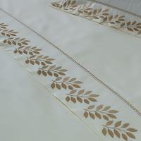 Jogo Cama Lençol Garland Queen Bordado 100% Algodão Acetinado 400 Fios 4 Peças - Palha E Fendi - 2