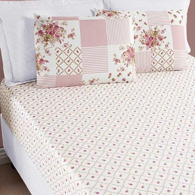 Jogo De Cama Lençol Dallas Casal Padrão Microfibra 3 Peças - Rosa Matura Patchwork