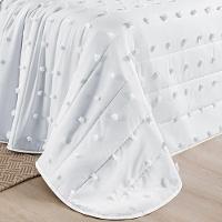 Kit Cobre Leito Colcha Alexa Pompom Queen Dupla Face Micropercal 3 Peças - Branco - 2