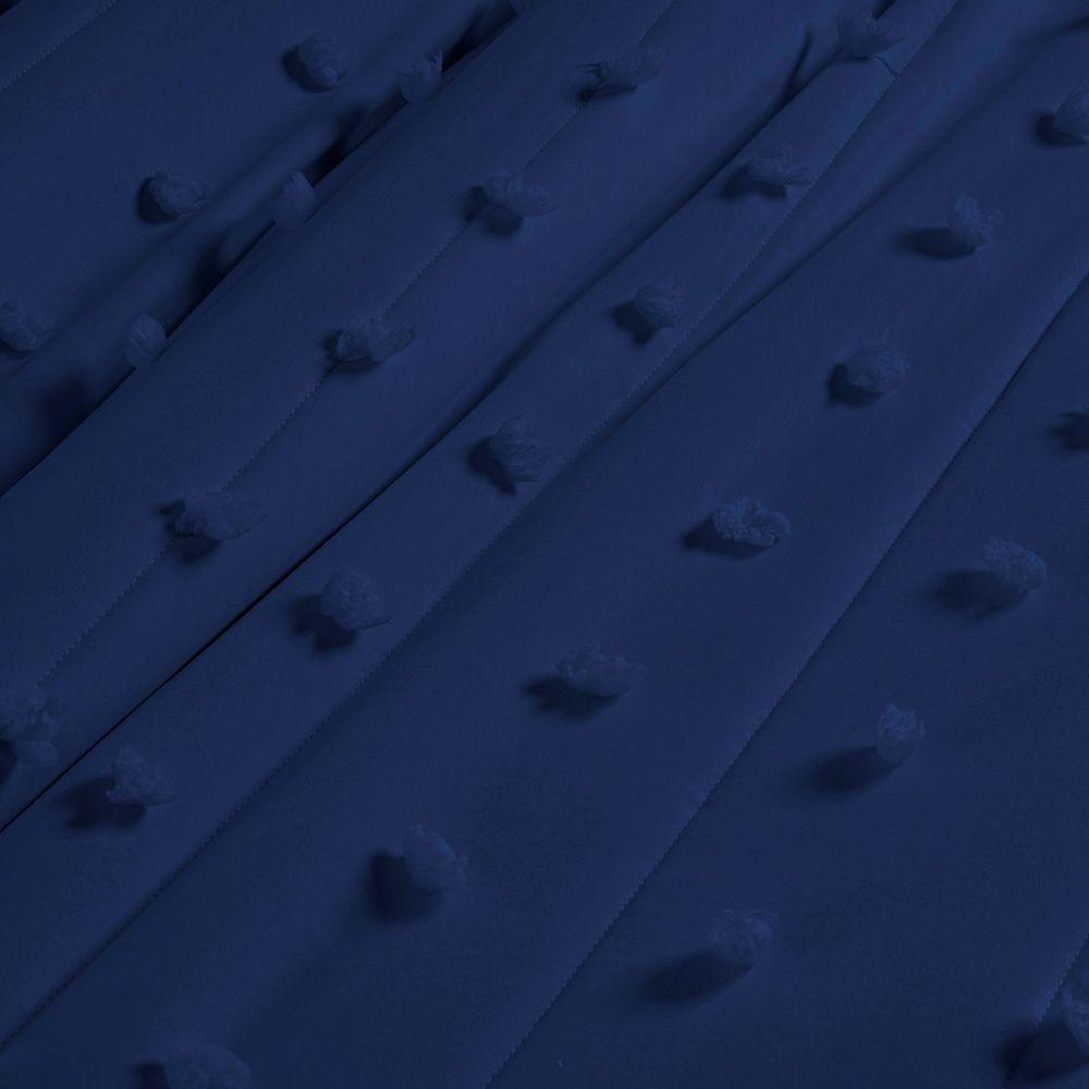 Kit Cobre Leito Colcha Alexa Pompom King Dupla Face Micropercal 3 Peças - Azul Marinho - 2