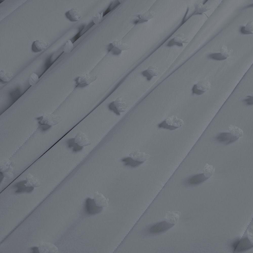 Kit Cobre Leito Colcha Alexa Pompom King Dupla Face Micropercal 3 Peças - Cinza - 4