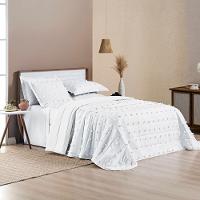 Kit Cobre Leito Colcha Alexa Pompom King Dupla Face Micropercal 3 Peças - Branco - 3