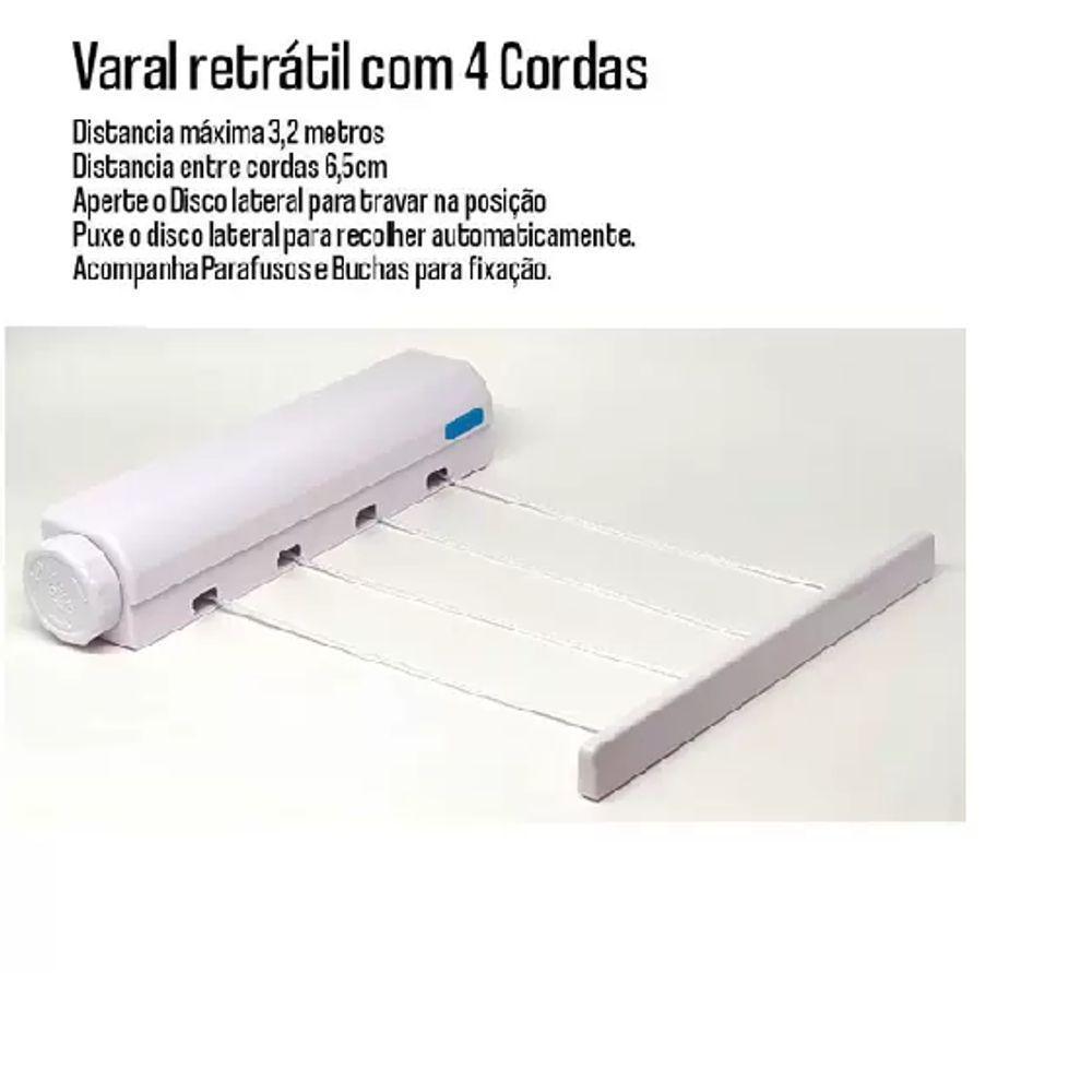 Varal Retrátil Automático Com 4 Cordas Ajustável - 5