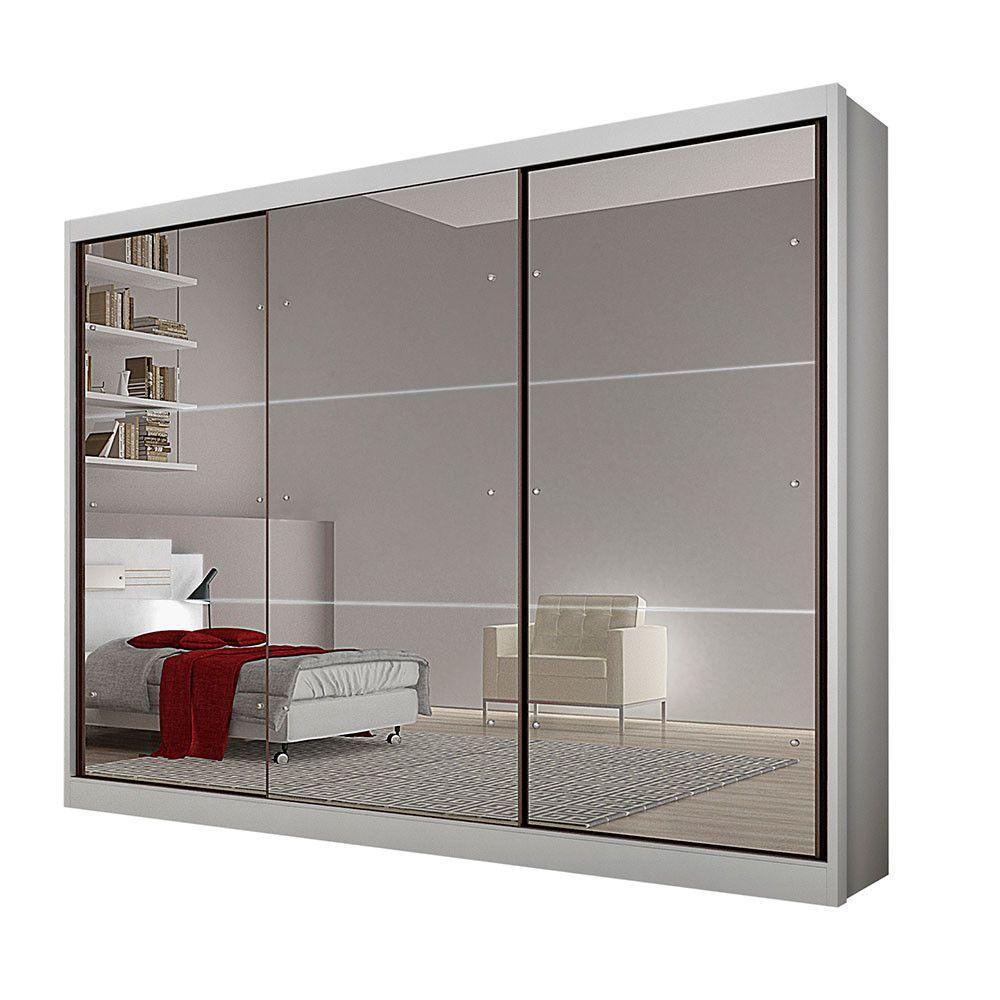 Guarda Roupa Palermo 3 Portas 6 Gavetas Com Espelho Clic Móveis Branco - 4