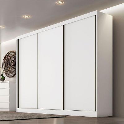 Guarda Roupa Casal Budapest 3 Portas de Correr 6 Gavetas Branco MDF