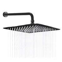 Ducha Chuveiro 20x20 Inox Preto Fosco Slim Quadrado Suporte Parede Piscina Banheiro Area Externa - 9