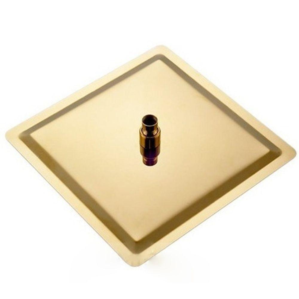 Ducha Chuveiro Teto Slim Inox 20X20 Dourado Luxo Suporte Quadrado Piscina Banheiro - 10
