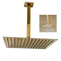 Ducha Chuveiro Teto Slim Inox 20X20 Dourado Luxo Suporte Quadrado Piscina Banheiro - 1