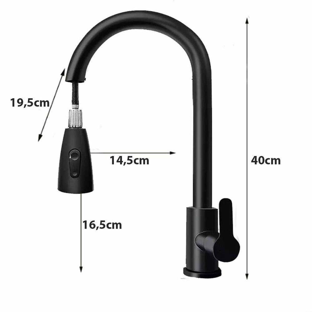 Torneira Gourmet Pull Down Cozinha Monocomando Agua Quente Fria Bancada Cuba Mesa Limpeza - 9