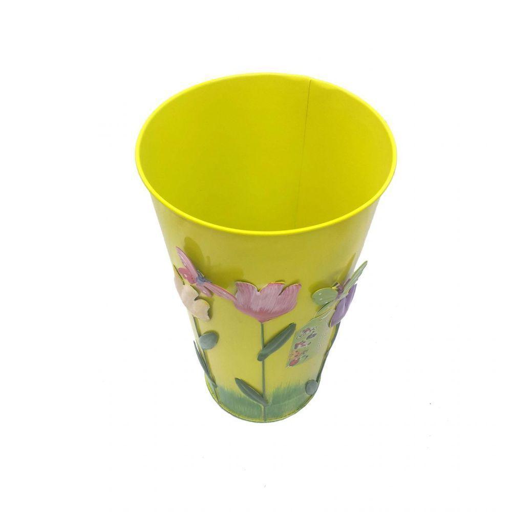 Vaso Metal Enfeite Jardim Quintal Varanda Borboleta Flor Amarelo (sybo-g7) - 4