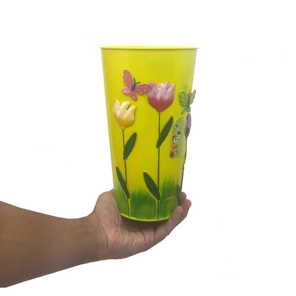 Vaso Metal Enfeite Jardim Quintal Varanda Borboleta Flor Amarelo (sybo-g7) - 5