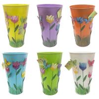 Vaso Metal Enfeite Jardim Quintal Varanda Borboleta Flor Amarelo (sybo-g7) - 2