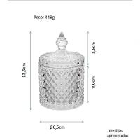 Potiche 13,5 X 8,5 X 8,5 Cm Vidro Transp - 2