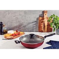 Panela Wok Tramontina Loreto 28cm 3,3l Antiaderente Com Tampa Vermelho Casa Dos Fogoes - 2