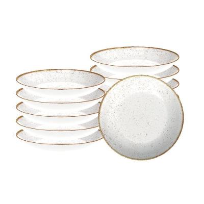 Conjunto de Pratos Fundo Rústico 12 Peças Porcelana 22cm Marrom Tramontina