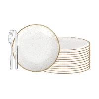 Jogo De Pratos Rústico 12pç Porcelana 28cm Com Talheres Búzios Tramontina - 1