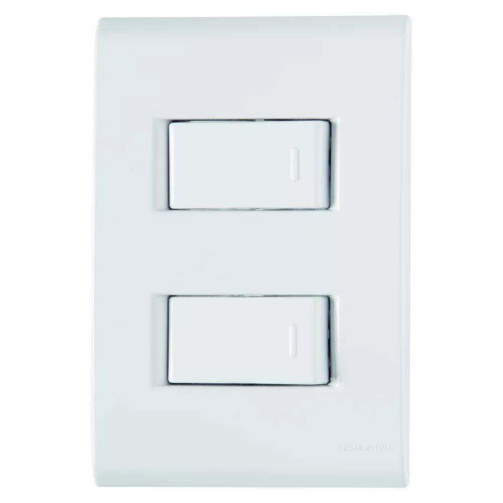 Placa 4x2+ 2 Interruptores Simples 10a-250v Branco Tramontina Branco - 250v - 1