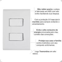 Placa 4x2+ 2 Interruptores Simples 10a-250v Branco Tramontina Branco - 250v - 2