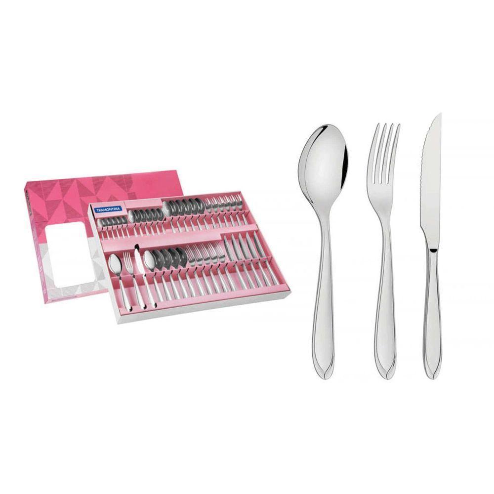 Faqueiro Laguna Em Aço Inox Com Facas Para Churrasco Acabamento Em Brilho 42 Peças - 1