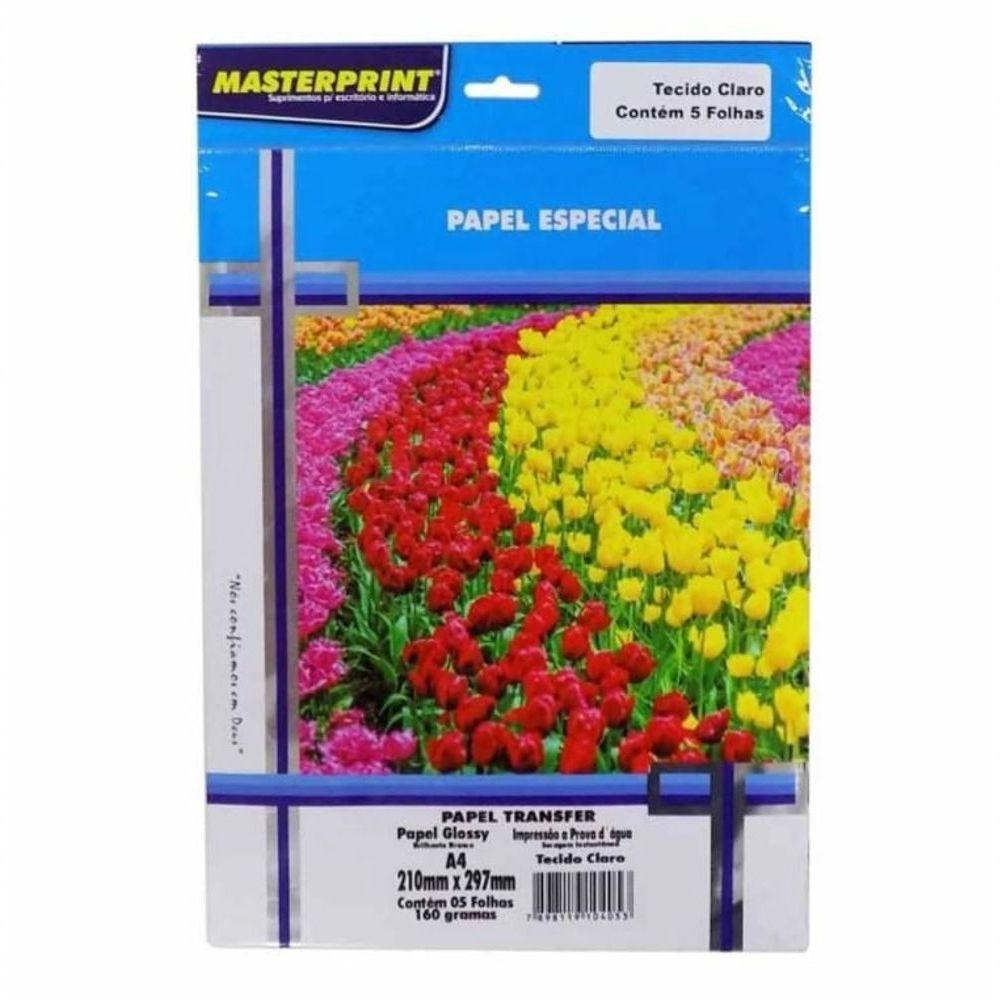 Papel Transfer A4 210x297 Mm 160g - C- 5 Folhas - Masterprint - Tecido Claro - 1