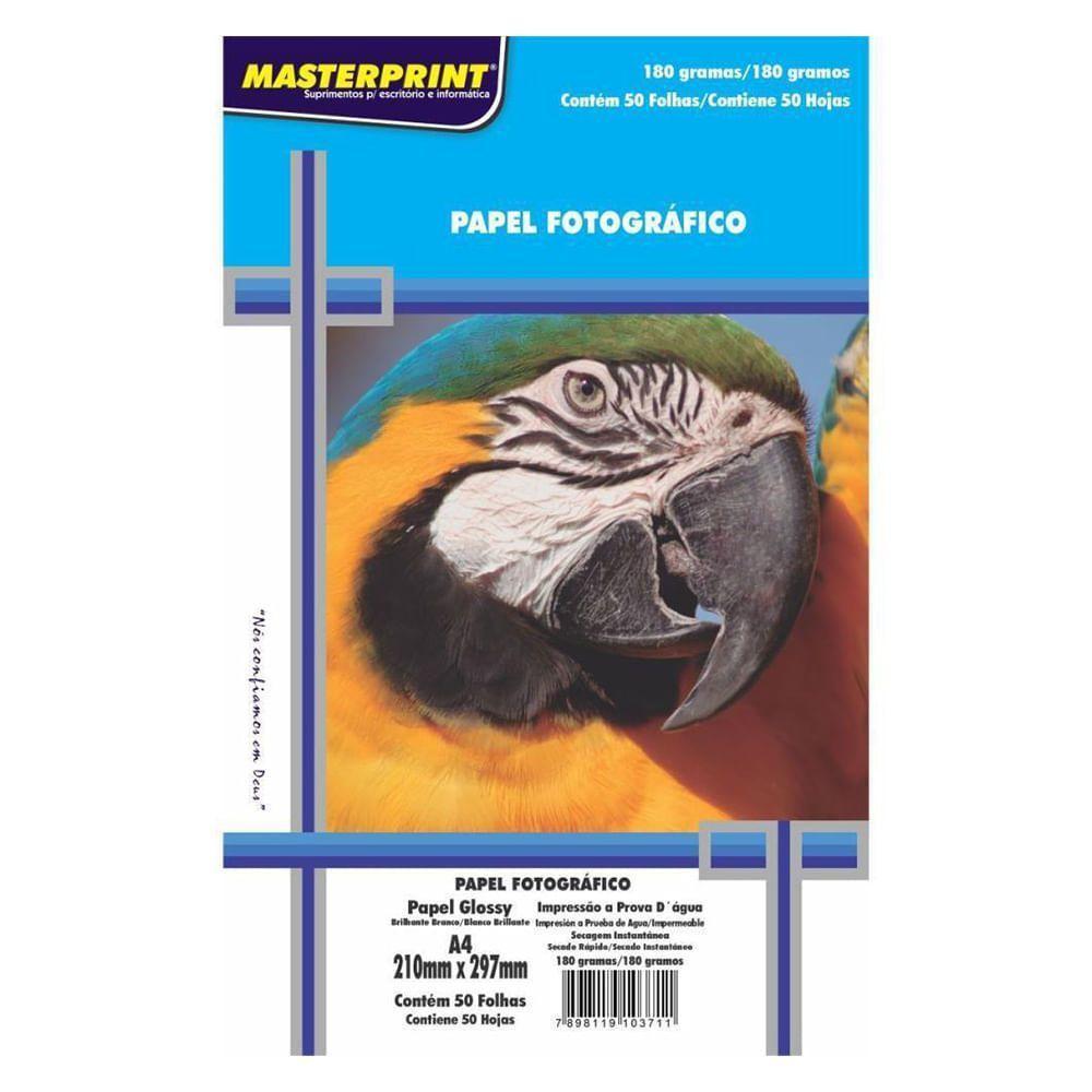 Papel Fotográfico Glossy A4 180g - 210x297 Mm - 50 Folhas - Masterprint - Unica - 1
