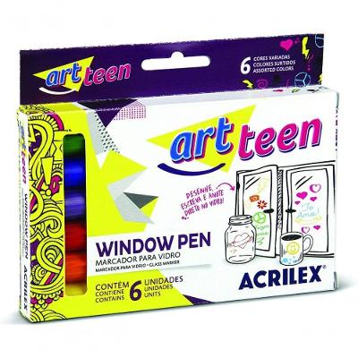 Canetas Marcadoras Para Vidro Window Pen - 6 Cores - Acrilex