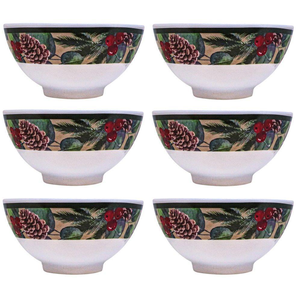 Conjunto 6 Tigelas Melamina Natalina Pinhas E Folhagens - 1