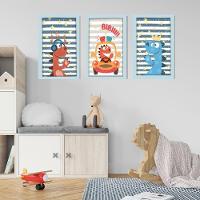 Kit Quadros Infantil Dinossauro Kids 20x30 3 Peças Titulo Moldura Azul