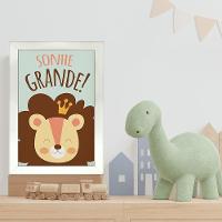 Kit 4 Quadros Infantil Leão Animais Bichos Frases 20x30cm Titulo Moldura Branca - 7