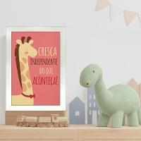 Kit 4 Quadros Infantil Leão Animais Bichos Frases 20x30cm Titulo Moldura Branca - 16