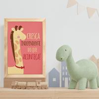 Kit 4 Quadros Infantil Leão Animais Bichos Frases 20x30cm Titulo Moldura Mel - 14