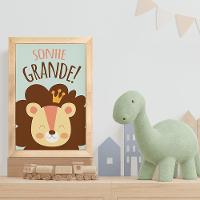 Kit 4 Quadros Infantil Leão Animais Bichos Frases 20x30cm Titulo Moldura Mel - 20