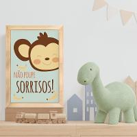 Kit 4 Quadros Infantil Leão Animais Bichos Frases 20x30cm Titulo Moldura Mel - 23